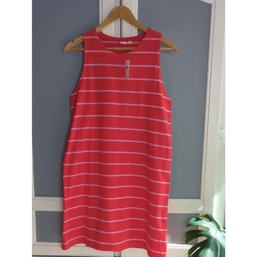 Gap Coral‎ Pink Striped Sleeveless Shift Dress Women's Small NWT Summer Dress